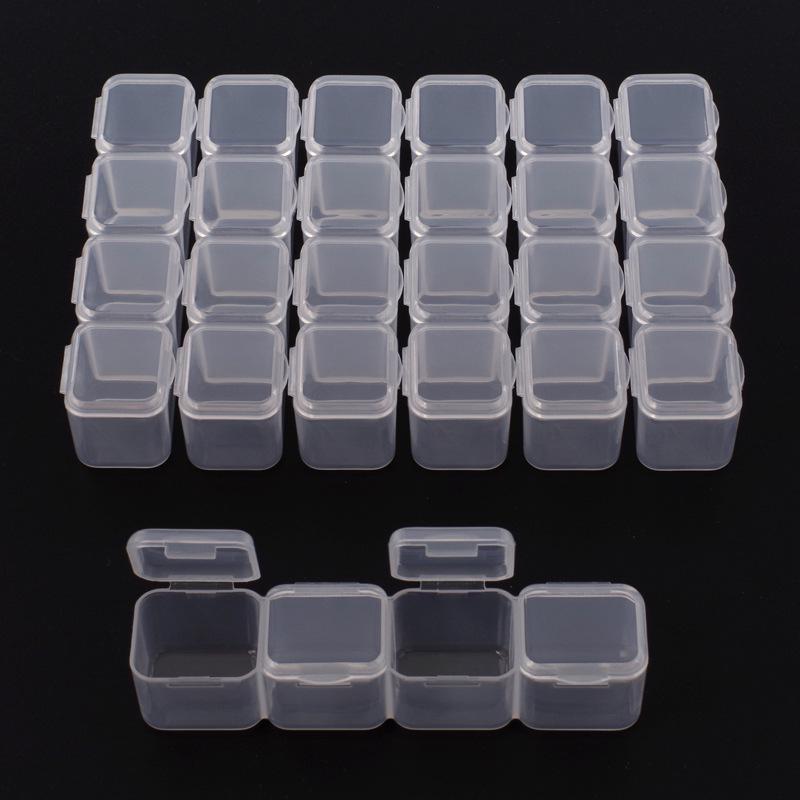 28-Compartment Plastic Box for Nail Art and Jewelry Storage