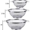 3 Pack 18/8 Stainless Steel Colander Sieves(5-Quart, 4-Quart and 3-Quart), Mesh Strainer Net Baskets with Handles & Resting Base for Strain, Drain,