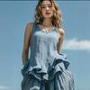 Summer New Cotton and Linen Sleeveless Top Women's Casual Ruffle Edge Solid Color T-shirt