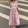 Fashion Spring Autumn Long Sleeve V-Neck Casual Dresses