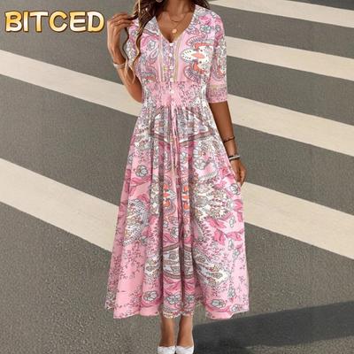 Fashion Spring Autumn Long Sleeve V-Neck Casual Dresses