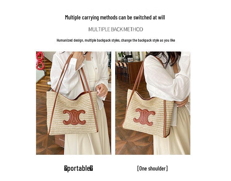 Women's Large-Capacity Straw Tote Bag - 2024 Summer Beach Style