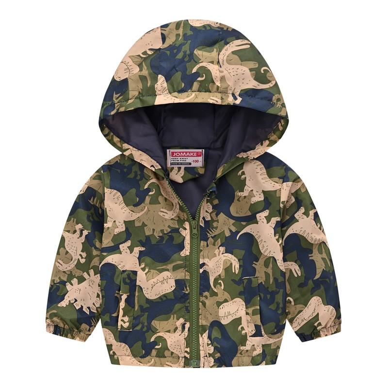 Children's Loose Casual Printed Zipper Hooded Cardigan Jacket