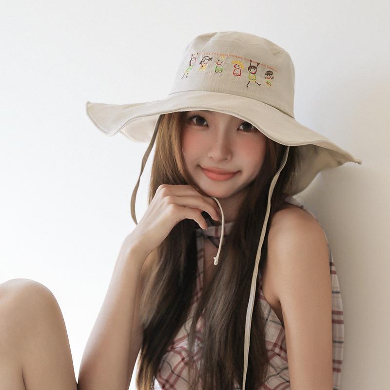 25 Early Autumn New High-end Sweet Bucket Hat Women's Sunshade Sunscreen Drawstring Basin Hat