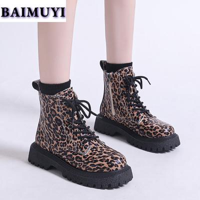 Leopardenmuster Plateau Damen Stiefeletten Warme Schuhe 2025 Trend Designer Kurzer Plüsch Chelsea Boots Lässig Walking Mujer Botas