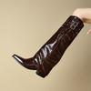Women's Low-heeled Boots Autumn and Winter New European and American Thick-heeled Large-size Roman Medium Boots