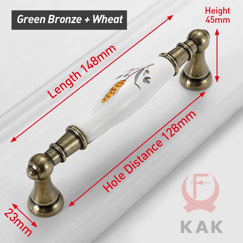 KAK Vintage Bronze Ceramic Cabinet Handles Wardrobes Door Pulls European Style Kitchen Handle Drawer Knobs Furniture Handle