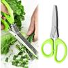 Kitchen Scissors 5 Blade Multi Cutter Stainless Steel Herb Shears Chopper for Vegetables Garnish