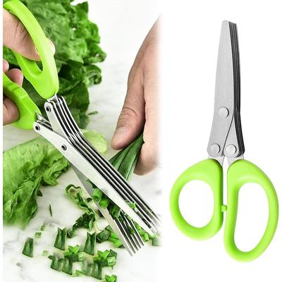 Kitchen Scissors 5 Blade Multi Cutter Stainless Steel Herb Shears Chopper for Vegetables Garnish