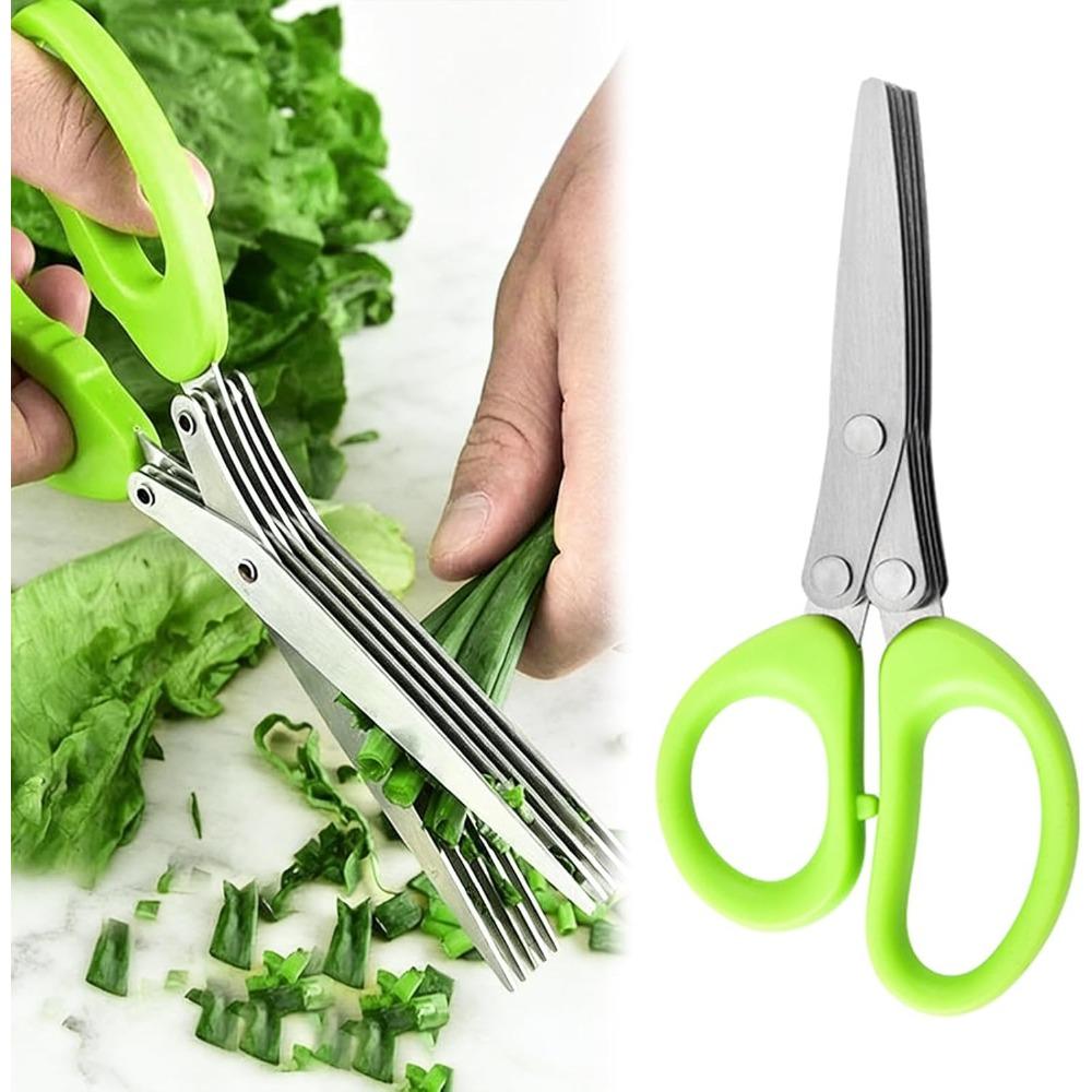 Kitchen Scissors 5 Blade Multi Cutter Stainless Steel Herb Shears Chopper for Vegetables Garnish