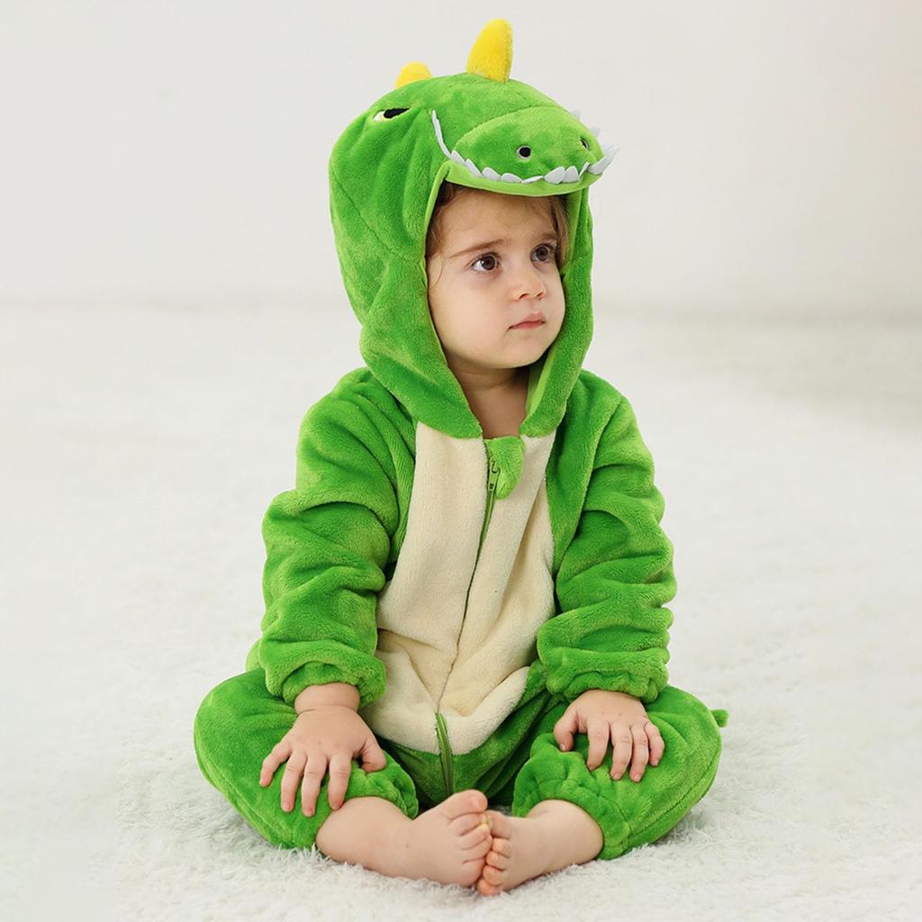 Baby Toddler Flannel Animal Warm Zip-Up Romper for Daily Wear