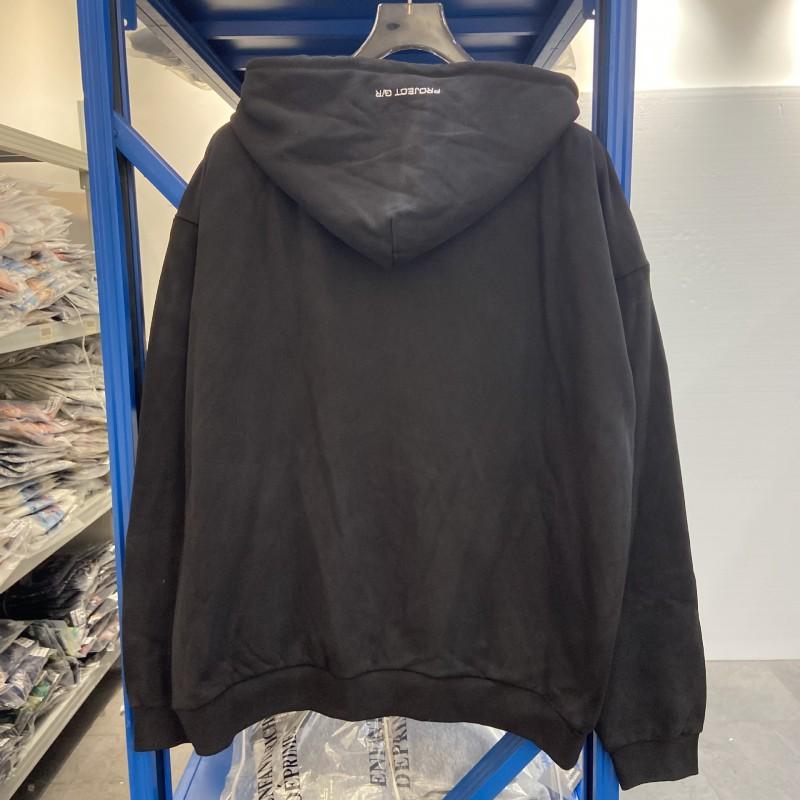 Mens Vintage Washed Cotton Hoodie With Zipper Front Embroidered Letter Print Loose Fit Streetwear