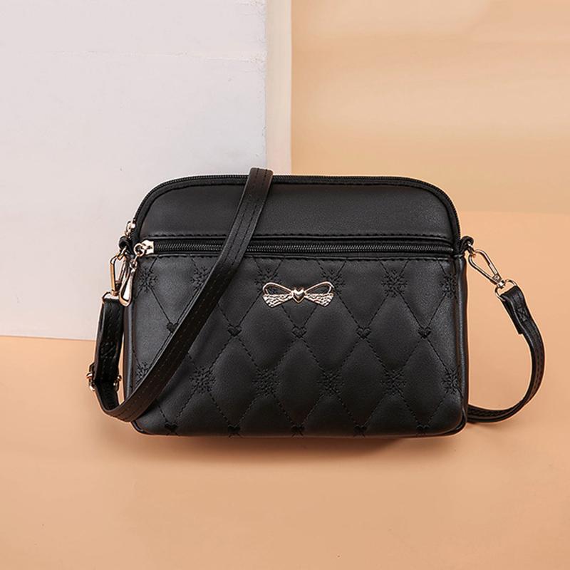 Heart Embroidery Crossbody Bag For Women Bow Shoulder Bag PU Leather Messenger Bag Casual Multifunction Handbag Armpit Pouch