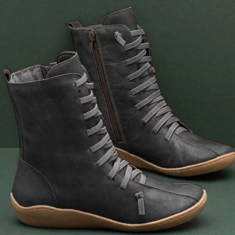 Large size retro medium boots women's autumn and winter new Martin boots women's TEUM boots women