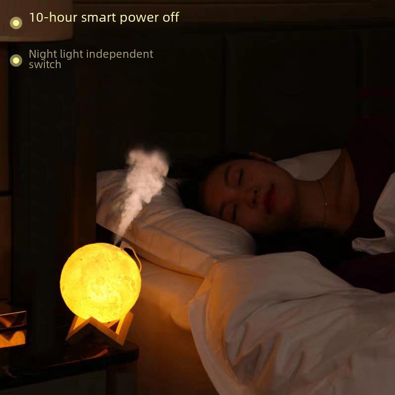 3D Moon Lamp Humidifier: 880ml USB-Powered Night Light for Home & Office