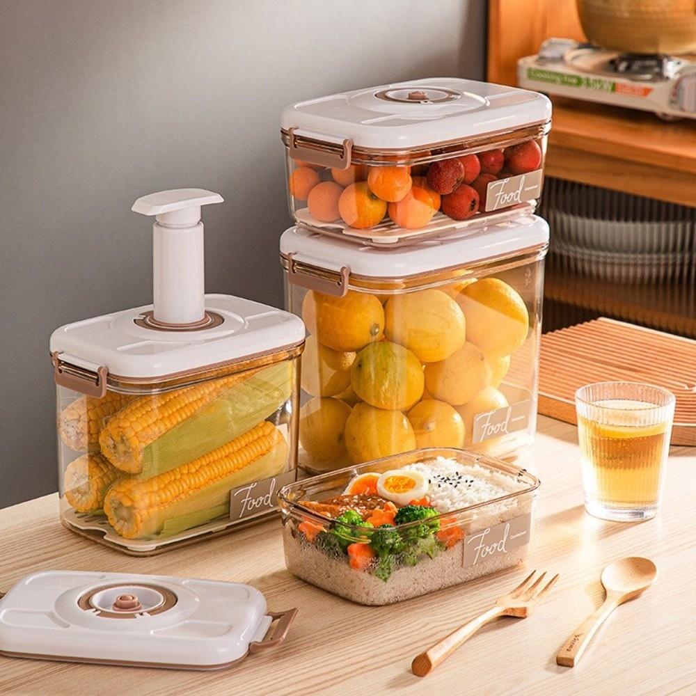 Drainable Vacuum Storage Box Transparent Fresh-Keeping Box Sealed Food Container  Refrigerator