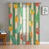 Watercolor Vegetable Texture Sheer Curtains for Bedroom Living Room Decoration Window Curtain Kitchen Tulle Voile Organza Drapes
