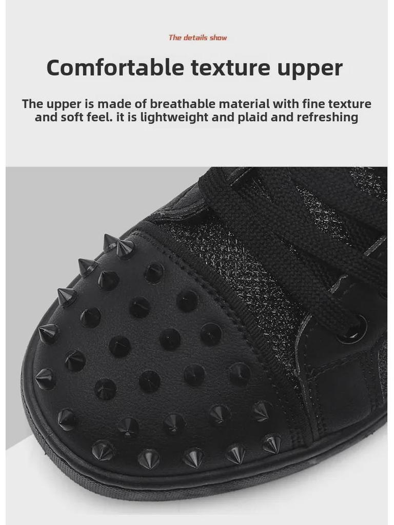 Cross-Border European Men's Rivet Sneakers - Versatile Red Bottom Trend for Spring & Autumn