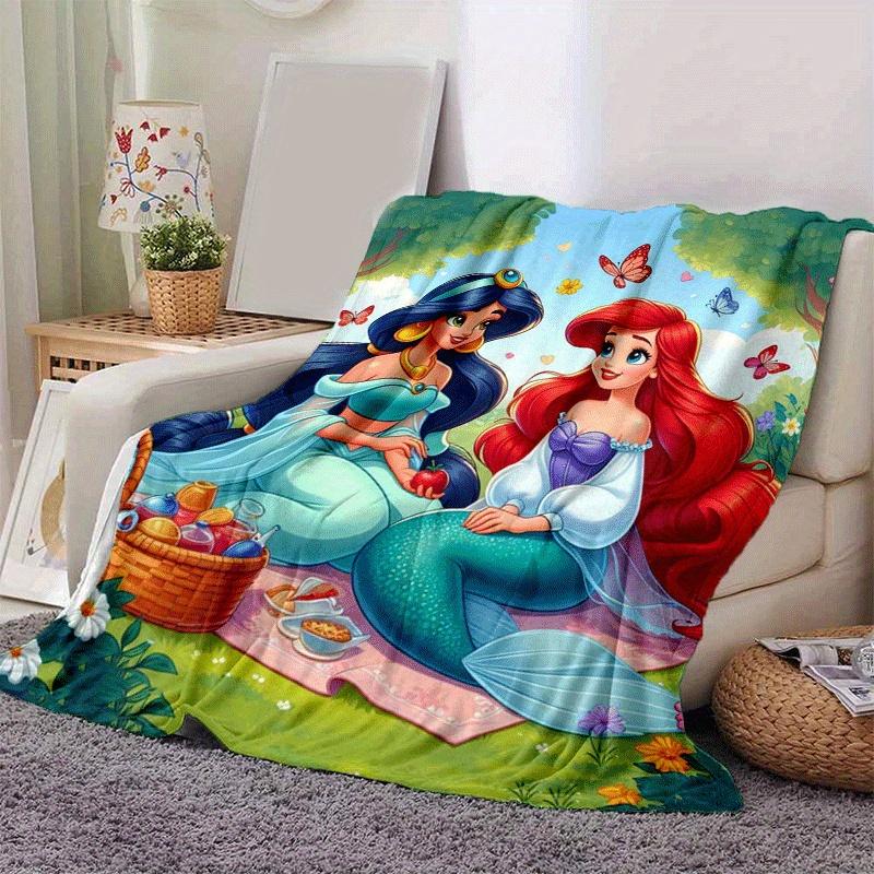 1pc Princess Printing Blanket - Soft, All-Season Throw for Living Room, Bedroom,Personalized Gift with Adorable Cartoon Design