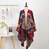 Ethnic Style Printed Shawl Imitation Cashmere Split Cape Warm Scarf Jacket Retro Literary Big Shawl Women