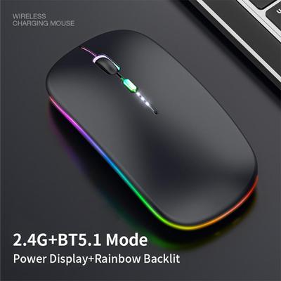 Mouse wireless Bluetooth Display di alimentazione Mouse ricaricabile ergonomico luminoso a basso rumore per giochi da ufficio in casa
