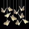10-Head Wedding Props Crystal Luminous Butterflies Chandelier Light Detachable Hotel Stage Pendant Lamps Ceiling Hanging