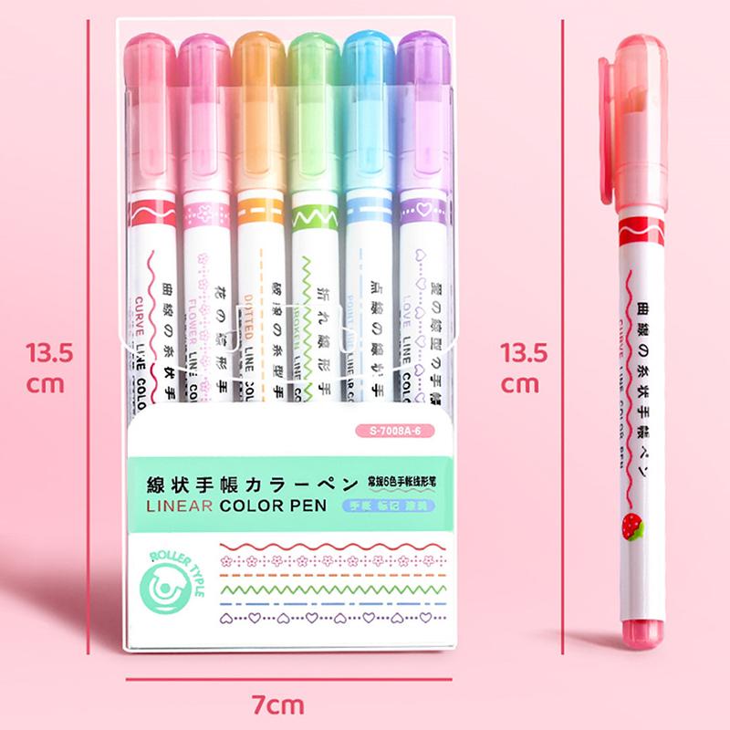 3/6PCS Contour Pen Flower Shape Curve Highlighter Marker Creative Outline Suitable for Notebook Diary Decoration Art Rewards ZYF