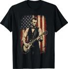 Vintage Abraham Lincoln Abe Lincoln Playing Guitar USA Flag T-Shirt S