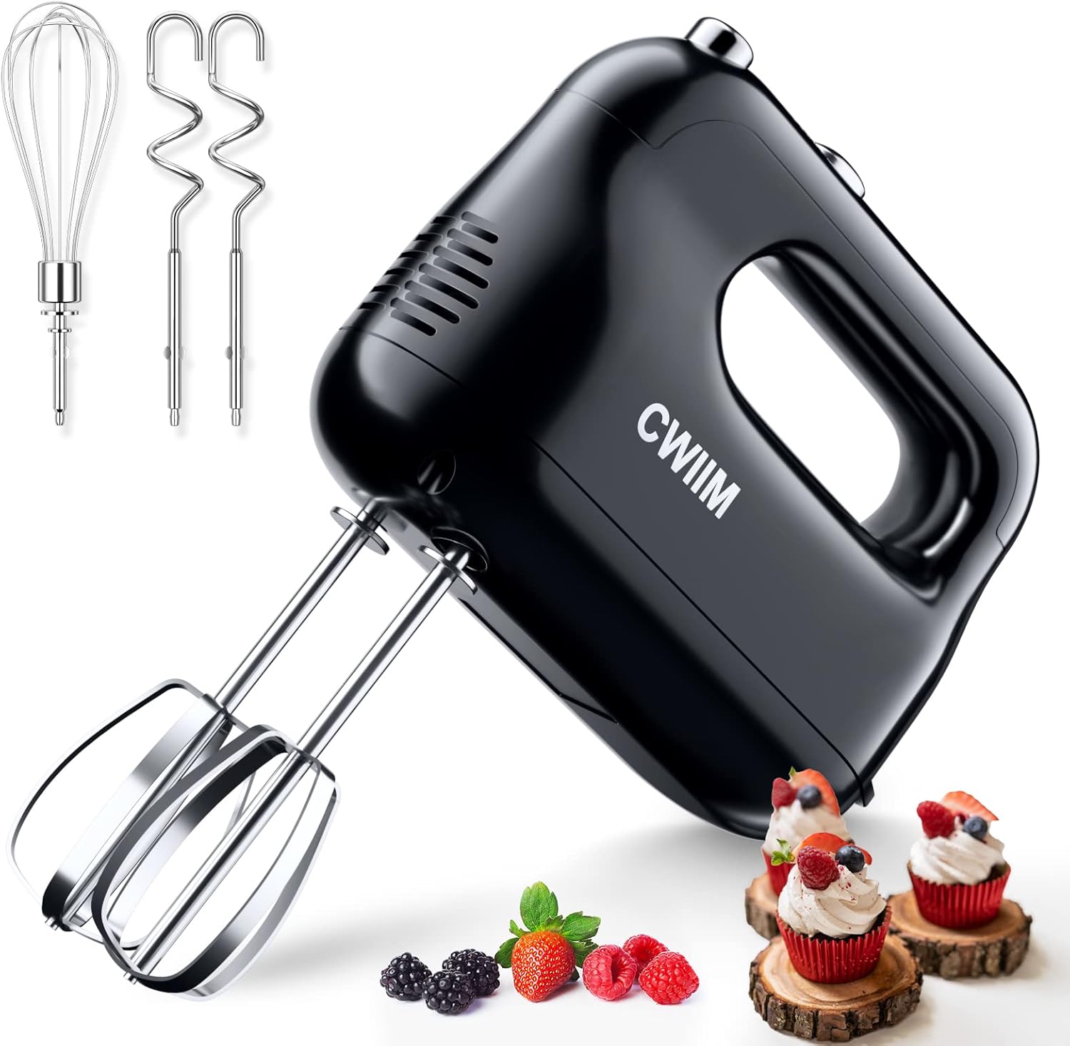 

Hand Mixer with 5 Stainless Steel Accessories Whisk, Food Beater for Whipping Mixing Cookies Cakes Eggs Dough United States