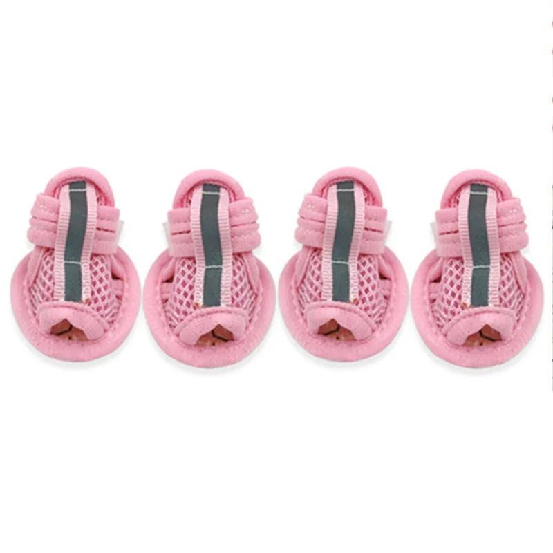 

4 шт./компл. розовые нескользящие летние туфли для собак, дышащие сандалии для маленьких собак, носки для домашних собак, кроссовки для собак, обувь для щенков и кошек, ботинки Number3 розовый