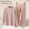 Women's Silk Wool Velvet Thermal Underwear Set - Half High Collar Top & Pants