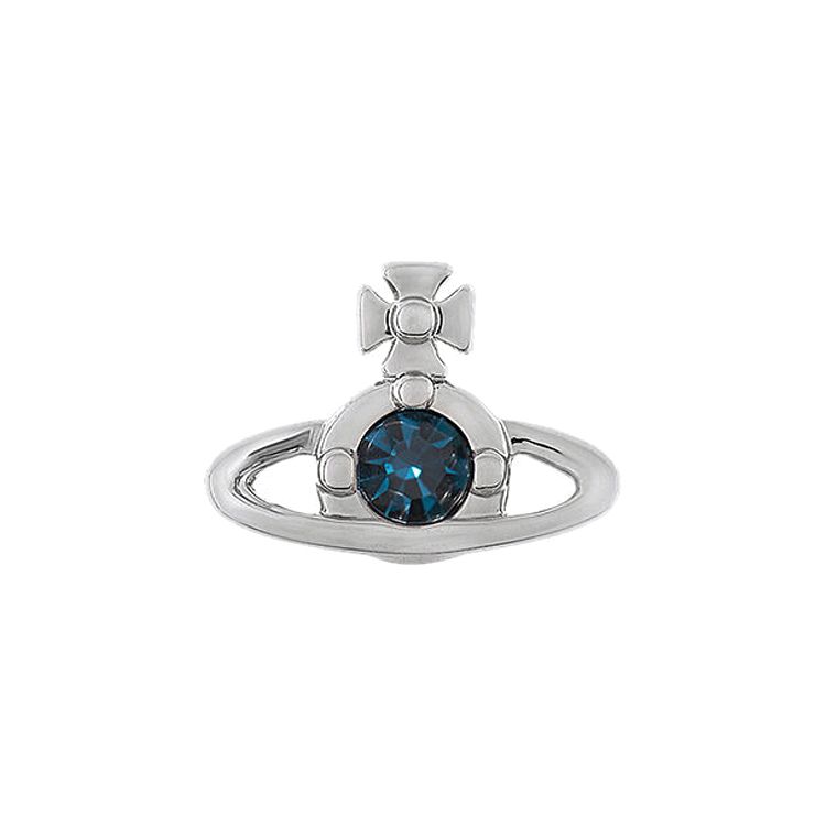 Vivienne Westwood Nano Solitaire Single Stud Saturn Crystal Earring Unisex Earrings Silver 6201008602P345P345 Box+Shopping Bag
