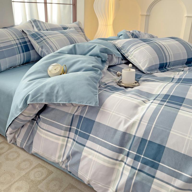 Plaid Striped Bed Sheet Quilt Cover Twill Thickened Quilt Cover Bedding Quilt Cover Three-piece Bed Sheet Set