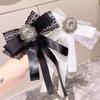 Black Memorial Black Bowknot Brooches Crystal Rhinestone Bow Tie Brooches  Dress Coat Accessories