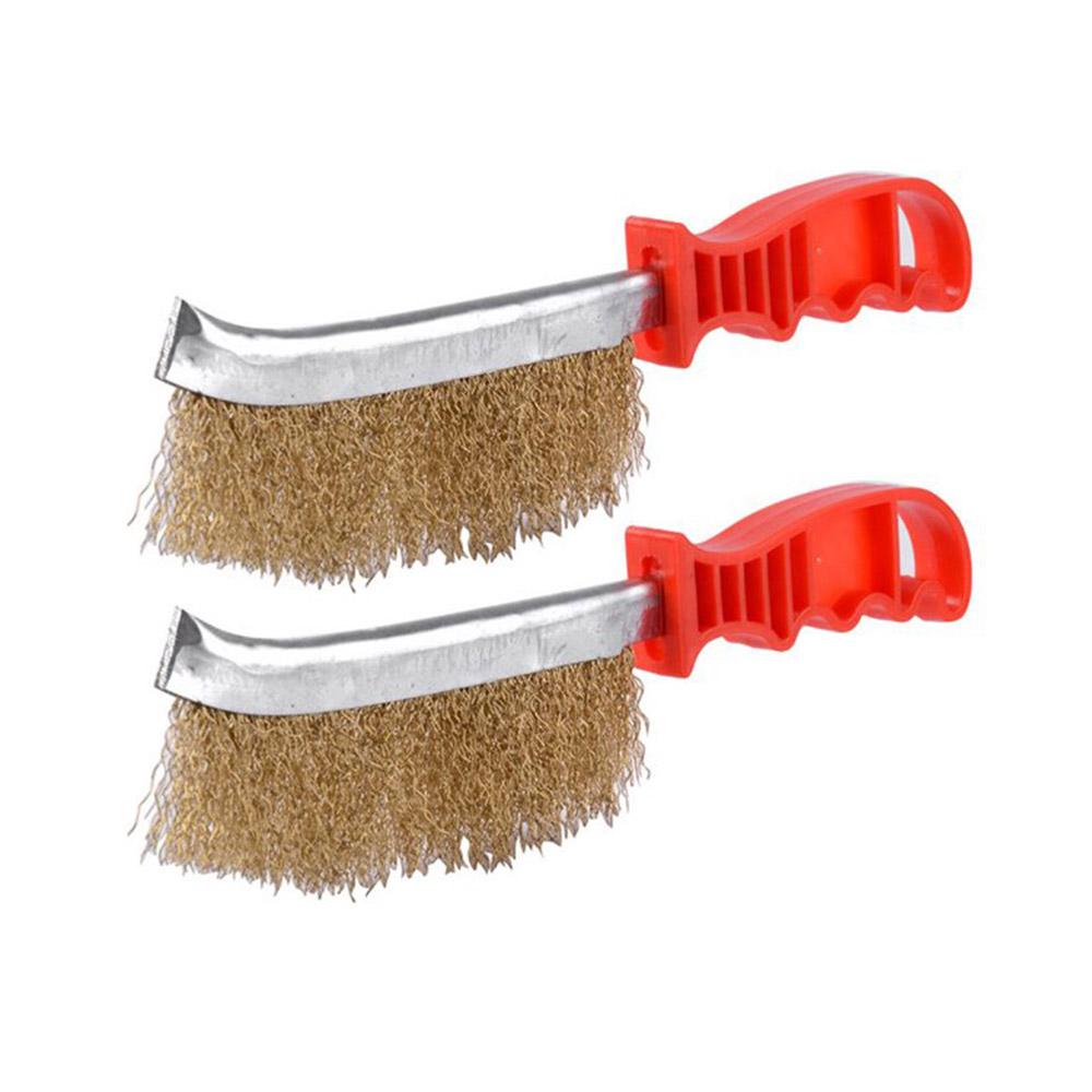 Long Plastic Handle Steel Wire Hand Scratch Knife Brush for Cleaning Welding Slag and Rust 2in
