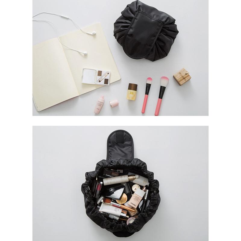 Organizador de Maquillaje de Viaje Gran Capacidad Sombra de Ojos Lápiz Labial Bolsa de Cosméticos Portátil Simple Cordón