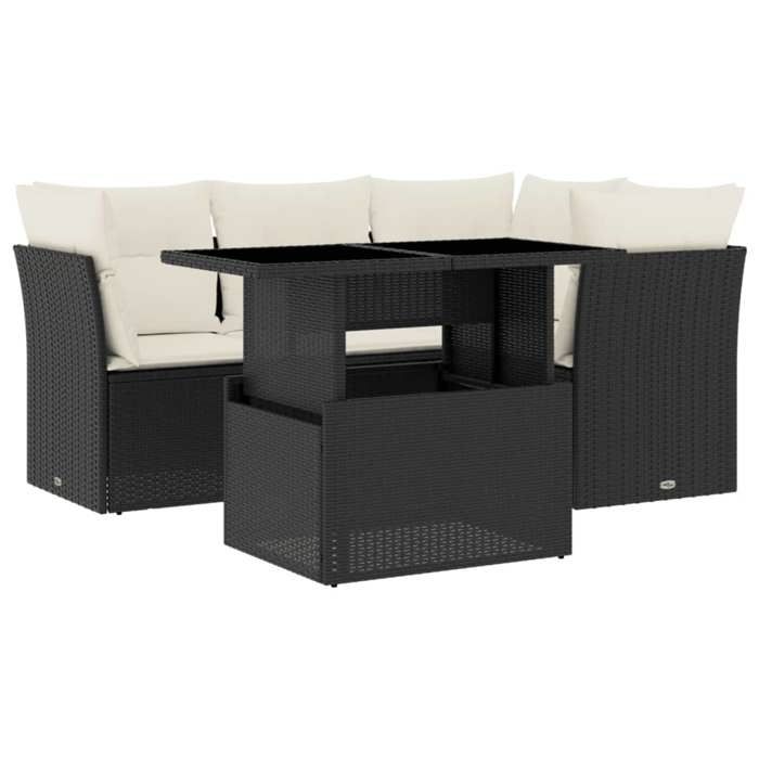 VidaXL Garden Lounge Set 5 Pcs with Cushions Black Braided Resin 3266556