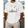 European Size Aries Men's Summer Short-sleeved T-shirts, Fashionable and Trendy Printed Men's Bottoming Shirts, Spring and Summer Round Neck Tops