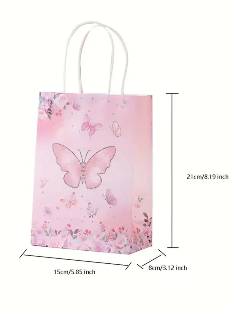 10 Pcs Butterfly Party Favors Kraft Paper Gift Bags Candy Bags Treat Bags Bridal Goodie Bags with Handles for Birthday Party Wedding Baby Shower