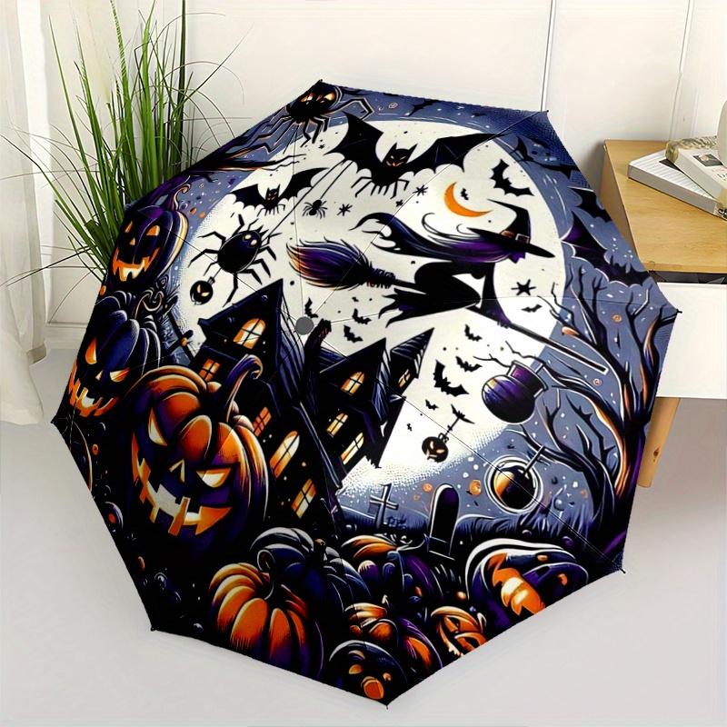 

1pc Halloween Bilder Ideen Automatic Opening and Closing Umbrella, Lightweight 3-Fold, With Cute Cartoon Characters, Suitable for Home, Outdoor and Da