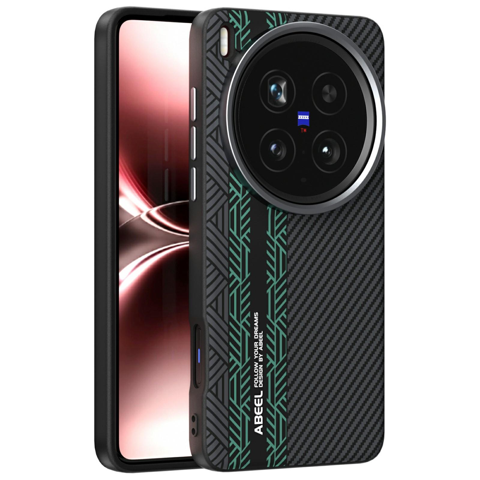 

ABEEL For vivo X200 Ultra 5G Case PC+TPU+Aluminum Alloy+PU Leather Phone Cover Compatible with MagSafe Texture 2