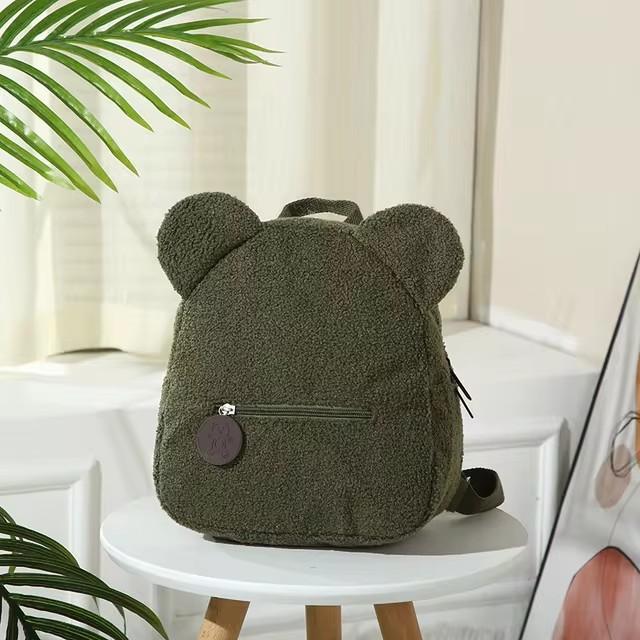 Cute Bear Lambswool Backpack for Girls, Soft Plush Fleece Mini Daypack, Casual Lightweight Shoulder Bag for Kids Outdoor Travel Daily Use