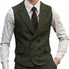 Men Vest Brown Suede Leather Gentleman Business Waistcoat Vintage Regular Slim Business Banquet Men Suit Vest