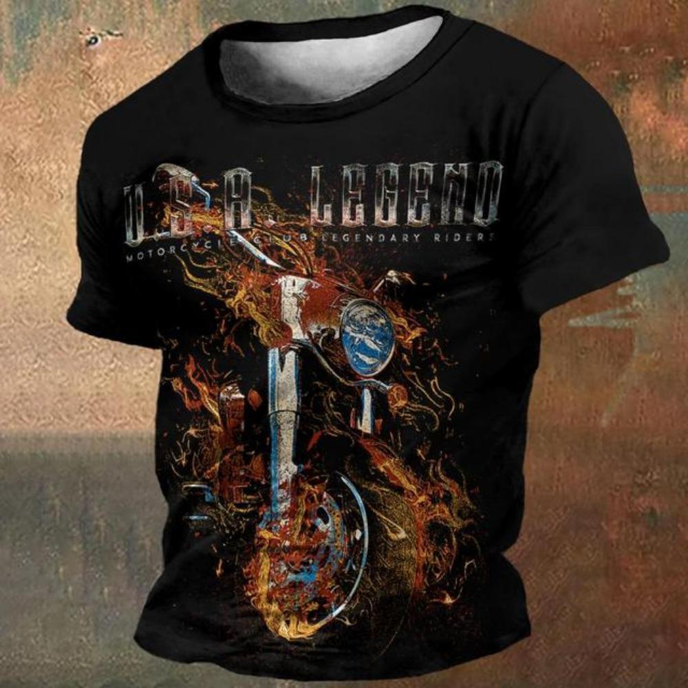 Vintage Men's T-Shirt Motorcycle 3d Print Short Sleeve Tops Casual T Shirt For Men Fashion Outdoor Male Oversized Clothing