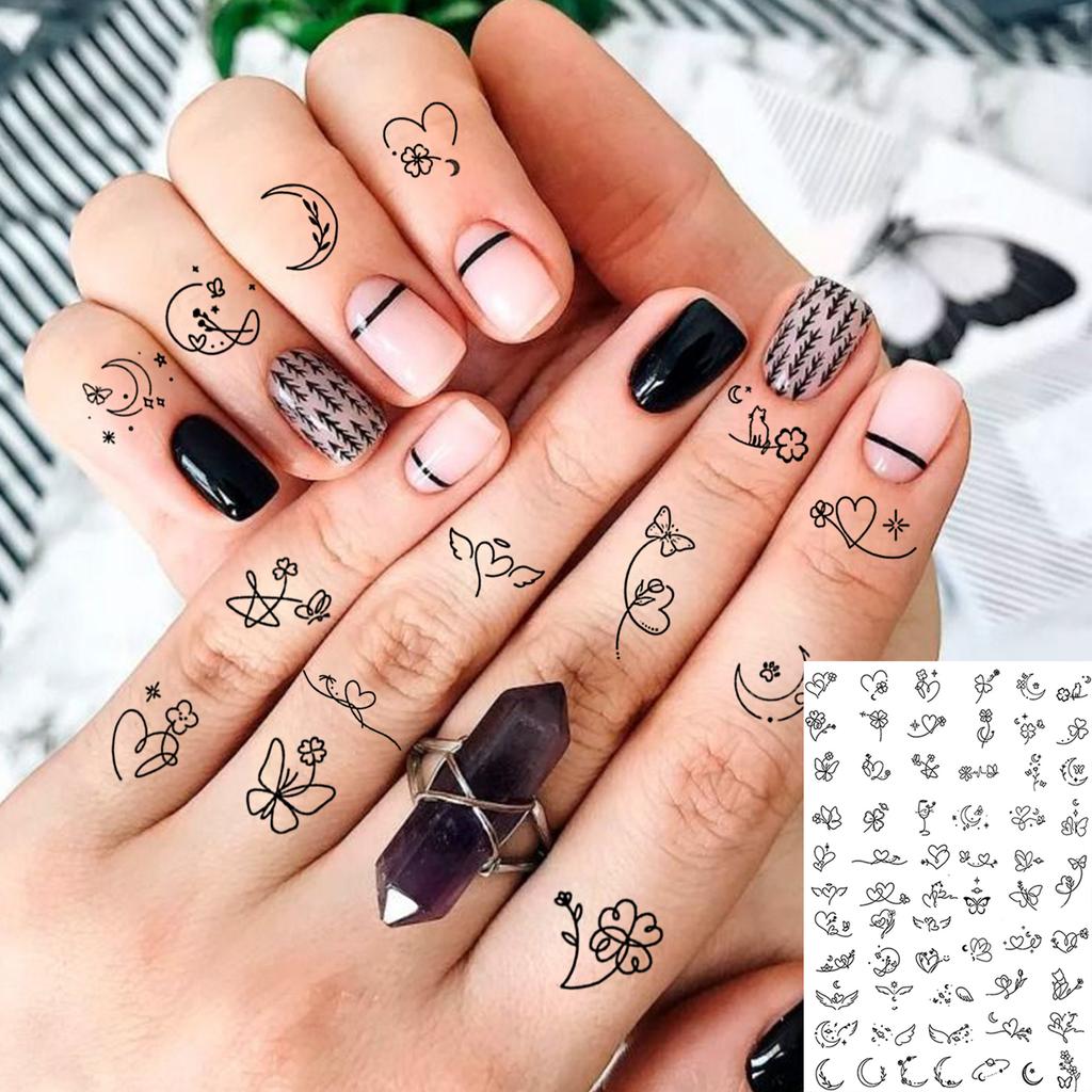 1 Foglio Tatuaggi Temporanei Tigre Falce Farfalla Per Dito Collo Adulto, Adesivi Tatuaggio Finto Temp Lunga Durata Realistico