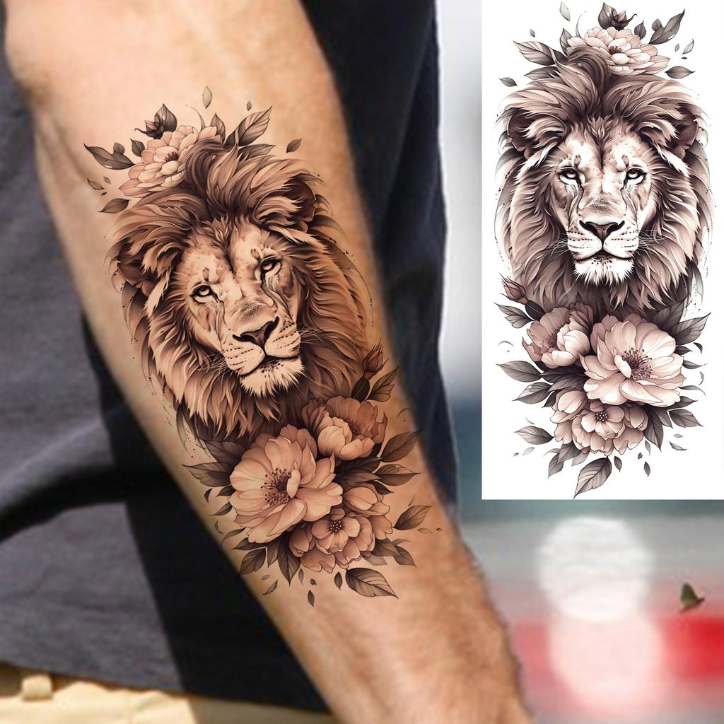 1 Sheet Realistic Fake Tiger Temporary Tattoos Sticker For Men Women Adults Water Transfer Transferable Tattoo Sleeve Waist Arm