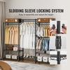 Heavy Duty Clothes Rack, Rolling Clothing Garment Rack with 4 Hang Rods & 8 Storage Tiers, Adjustable Custom Closet Rack, Freestanding Wardrobe for