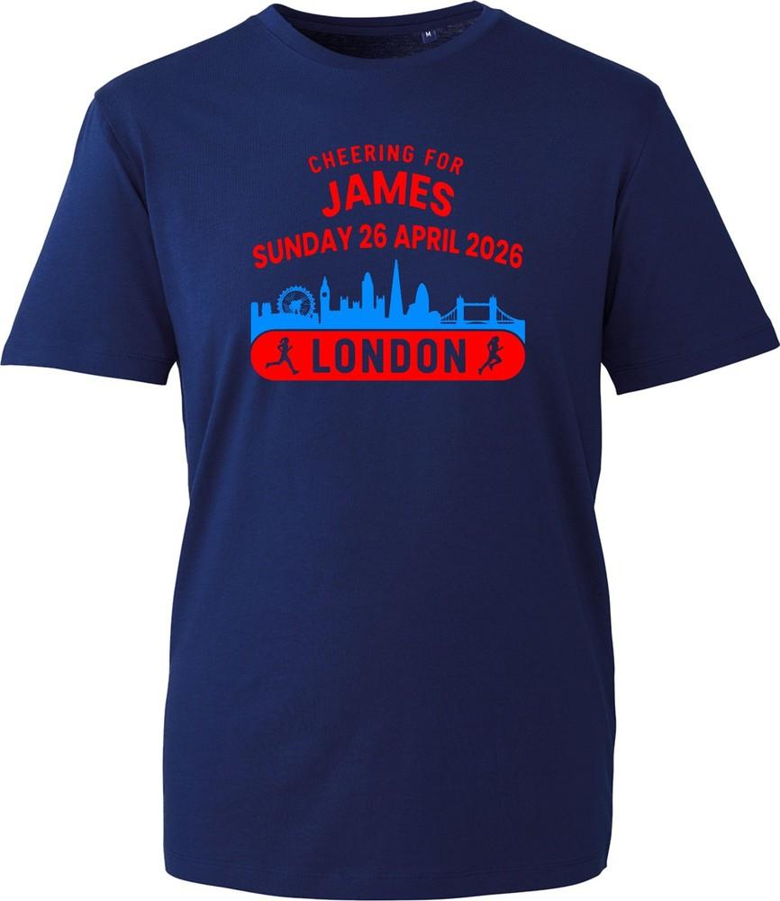 London Marathon 2026 Support TShirt James Running Spectator Graphic Tee Black S