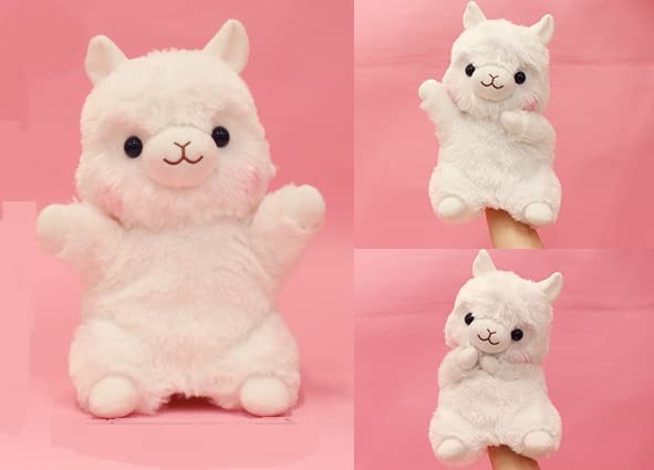 Amuse Alpacasso Hand Puppet Plush Approximately 24cm 703753 Shiro-chan Toy, Long,