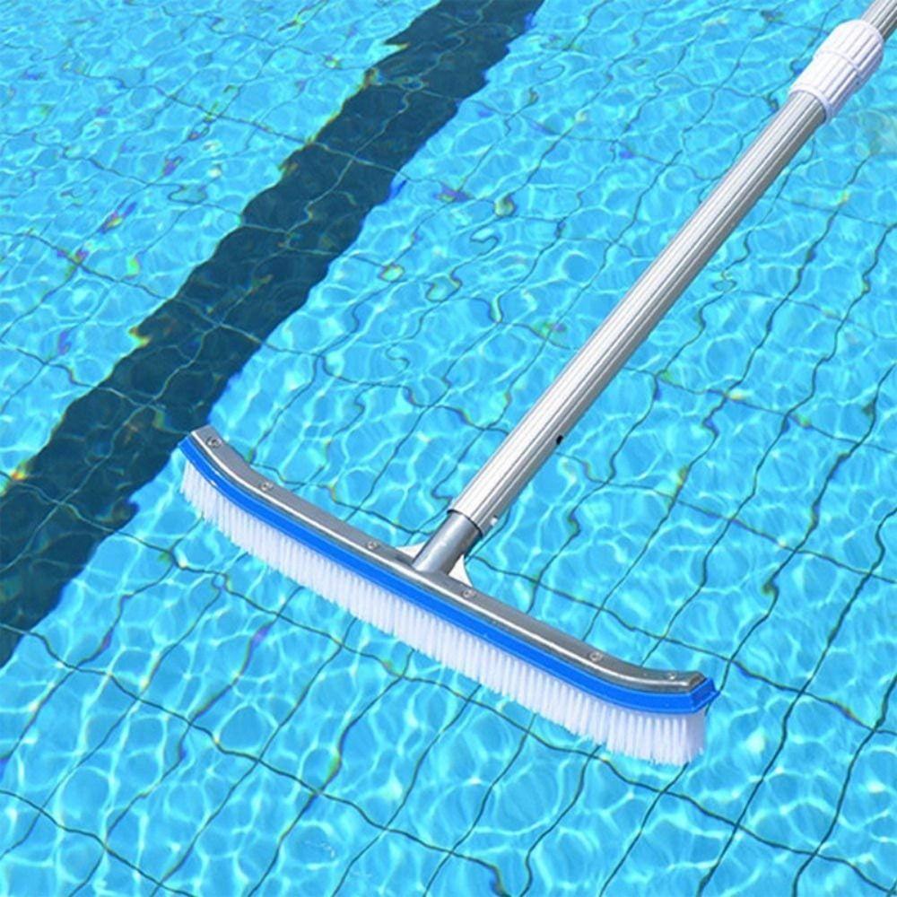 Stainless Steel Brush Pool Cleaning Brush Aluminum Handle Pool Wall Brush  Floor Cleaning